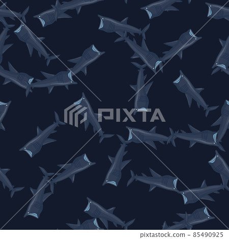 Basking shark seamless pattern in scandinavian style. Marine animals background. Vector illustration for children funny textile. Basking shark seamless pattern in scandinavian style. Marine animals background. Vector illustration for children funny textile. 85490925