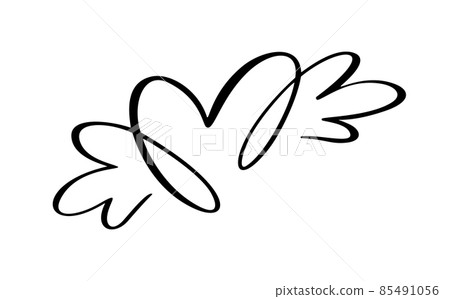 Lover icon vector calligraphic heart with wings. Hand drawn valentine day calligraphy logo. Decor for greeting card, mug, photo overlays, t-shirt print, flyer, poster design Lover icon vector calligraphic heart with wings. Hand drawn valentine day calligraphy logo. Decor for greeting card, mug, photo overlays, t-shirt print, flyer, poster design 85491056
