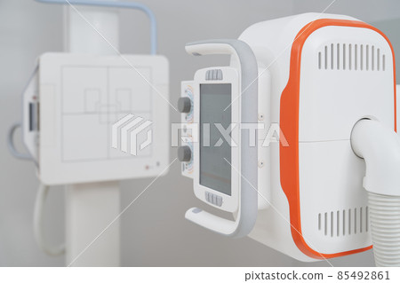 Modern professional ultrasound equipment with digital screen. 85492861
