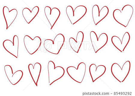 Collection set of hand drawn red doodle scribble hearts isolated on white background Collection set of hand drawn red doodle scribble hearts isolated on white background 85493292