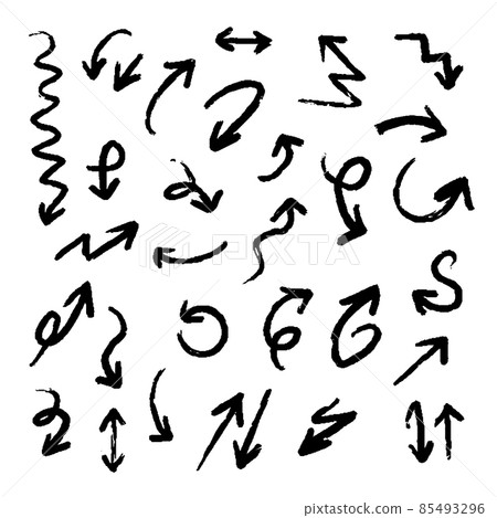 Hand drawn creative arrows. Ink and paper, black and white. Hand drawn creative arrows. Ink and paper, black and white. 85493296