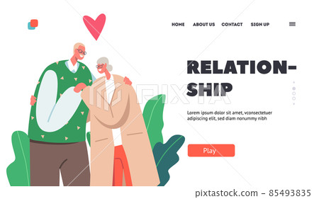 Happy Relationship Landing Page Template. Old Man and Woman Embracing and Hugging. Loving Elderly Couple Characters Happy Relationship Landing Page Template. Old Man and Woman Embracing and Hugging. Loving Elderly Couple Characters 85493835