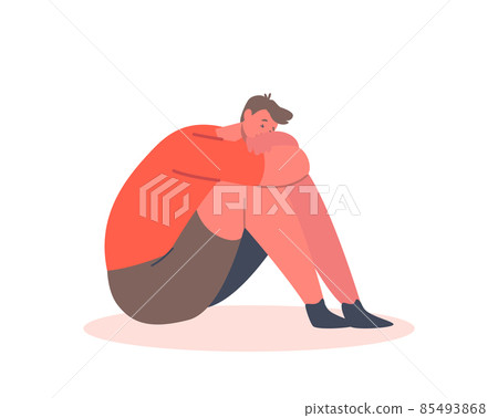 Family Problems, Domestic Abuse, Bullying Concept. Little Child Sitting on Floor Crying with Sad Face. Depressed Boy Family Problems, Domestic Abuse, Bullying Concept. Little Child Sitting on Floor Crying with Sad Face. Depressed Boy 85493868