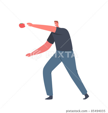 Tomatina Holiday, Tomato Festival Concept. Happy Male Character Throw Vegetable, Spain Traditional Harvest Celebration Tomatina Holiday, Tomato Festival Concept. Happy Male Character Throw Vegetable, Spain Traditional Harvest Celebration 85494035