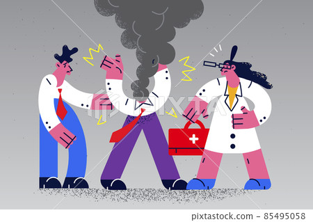 Doctor help businessman struggling with job burnout  85495058