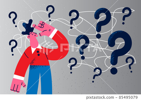 Confused businessman frustrated with problem solution  85495079