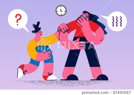 Caring small son comfort support unhappy crying mom Caring small son comfort support unhappy crying mom 85495087