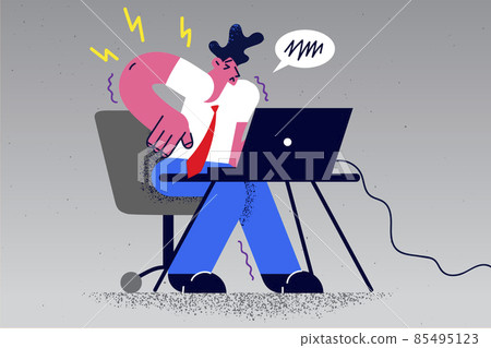 Unhealthy businessman suffer from backache from sedentary work Unhealthy businessman suffer from backache from sedentary work 85495123