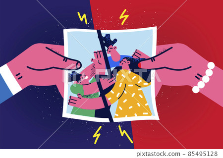 Spouses divorce hold picture torn apart Spouses divorce hold picture torn apart 85495128