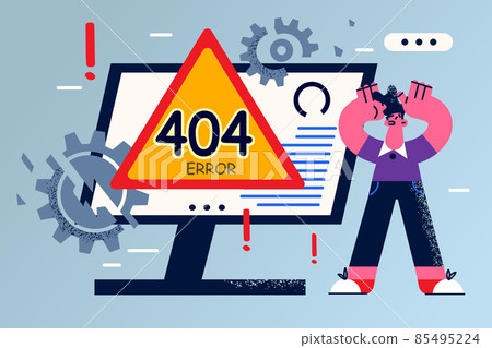 Frustrated man stressed with operational problem on computer Frustrated man stressed with operational problem on computer 85495224