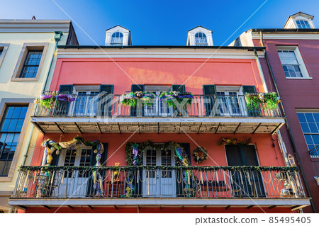Daytime view of the beautiful historical building with many Jewelry at French Quarter Daytime view of the beautiful historical building with many Jewelry at French Quarter 85495405