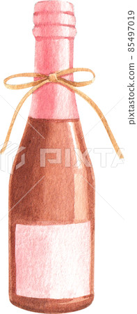 Wine bottle and glass watercolor clipart png Wine bottle and glass watercolor clipart png 85497019