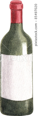 Wine bottle and glass watercolor clipart png Wine bottle and glass watercolor clipart png 85497020