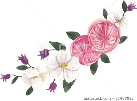 Pink flower bouquet watercolor clipart png 85497032
