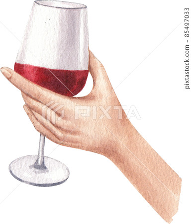 Wine bottle and glass watercolor clipart png 85497033