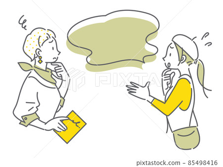 Two women enjoying a trip Moyamoya Simple and stylish line drawing illustration Two women enjoying a trip Moyamoya Simple and stylish line drawing illustration 85498416