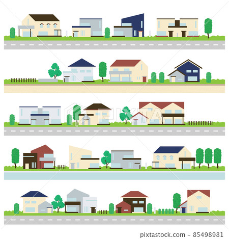 Vector illustration set of a residential area with various detached houses with a simple touch 85498981