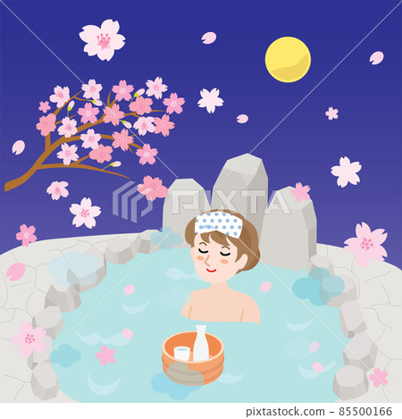 A woman drinking alcohol in a spring open-air bath A woman drinking alcohol in a spring open-air bath 85500166
