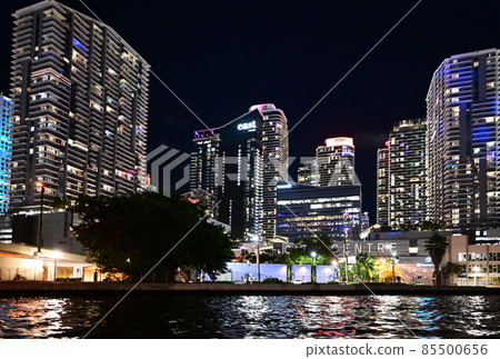 Brickell City Centre and surrounding buildings on Miami River at night. Brickell City Centre and surrounding buildings on Miami River at night. 85500656