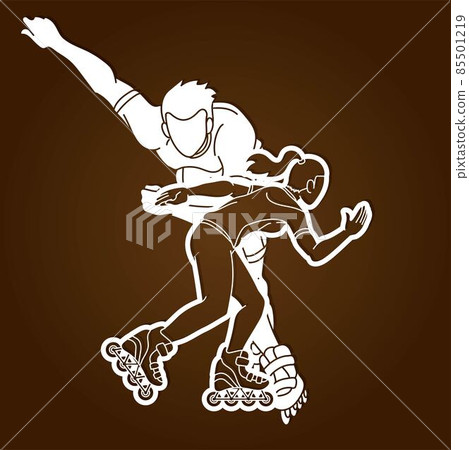 Group of Roller blade Players Action Vector 85501219