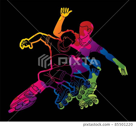 Group of Roller blade Players Action Vector 85501220