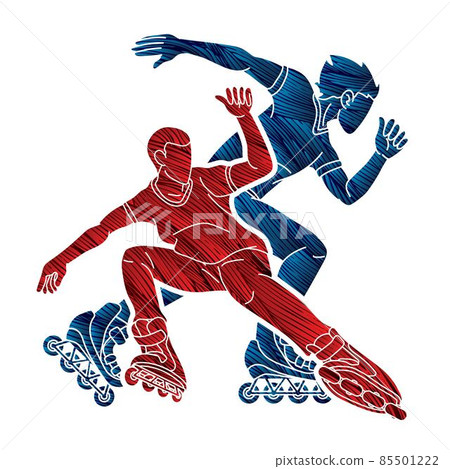 Group of Roller blade Players Action Vector Group of Roller blade Players Action Vector 85501222