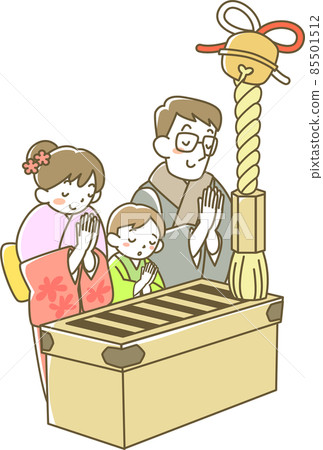 Young couple and boy praying for the first visit Young couple and boy praying for the first visit 85501512