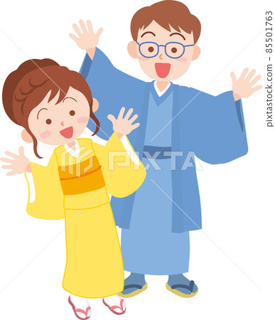 Married couple in kimono Married couple in kimono 85501763