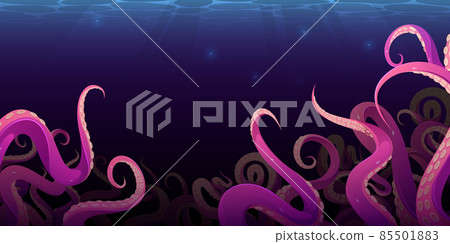 Octopus tentacles in dark ocean water, kraken 85501883