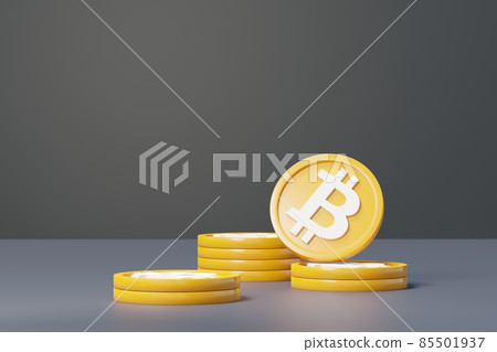 3d render stack of cryptocurrency Bitcoin. Cryptocurrency digital currency concept. 85501937