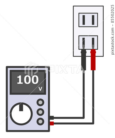 Illustration of measuring the voltage of a residential outlet with a tester 85502025