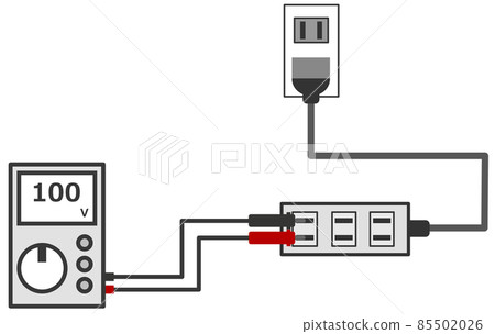 Illustration of measuring the voltage of a residential outlet with a tester 85502026