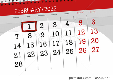 Calendar planner for the month february 2022, deadline day, 1, tuesday 85502438