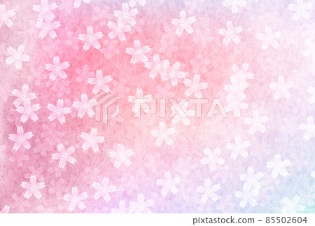 櫻花菊花水彩背景 85502604
