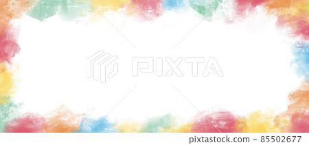 明亮的油畫抽象背景）彩色手寫框，水平橫幅空間，畫布紋理藝術 85502677