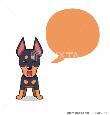 Cartoon character doberman pinscher dog with speech bubble 85503133