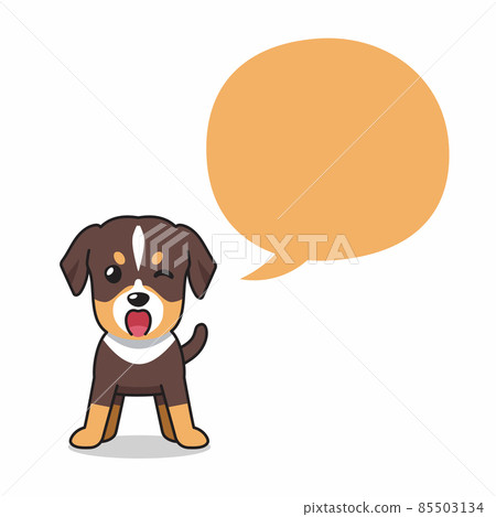 Cartoon character dog with speech bubble 85503134