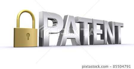 PATENT characters and padlock, image of protecting patents 85504791