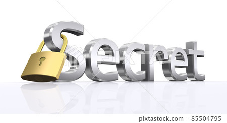Sealed image of SECRET characters, padlock, and secret information Sealed image of SECRET characters, padlock, and secret information 85504795