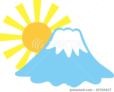 一月_富士山和第一次日出的圖像插圖。 一月_富士山和第一次日出的圖像插圖。 85504837