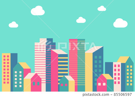 背景素材_簡約建築街道_多彩 85506597