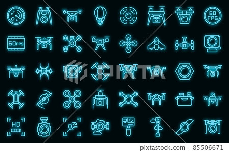 Aerial videography icons set vector neon Aerial videography icons set vector neon 85506671