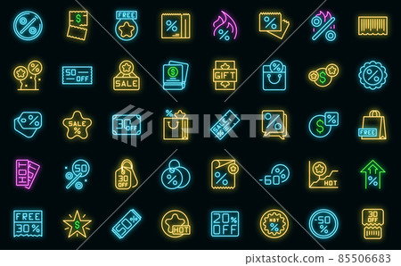 Promotional code icons set vector neon 85506683