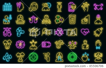 Panic attack icons set vector neon Panic attack icons set vector neon 85506706