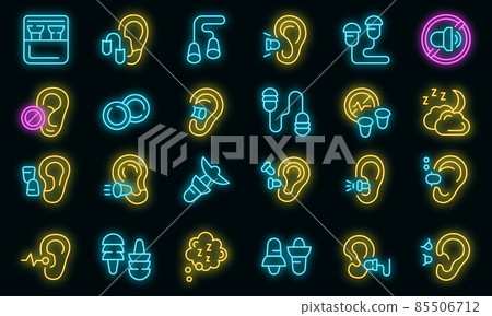 Earplugs icons set vector neon 85506712