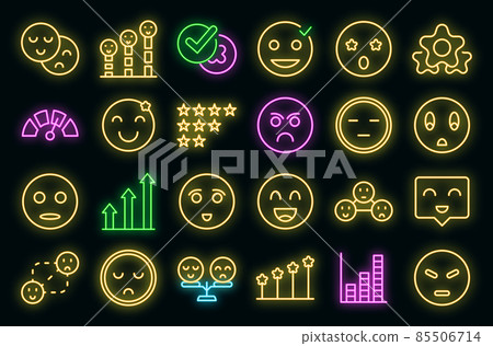 Satisfaction level icons set vector neon 85506714