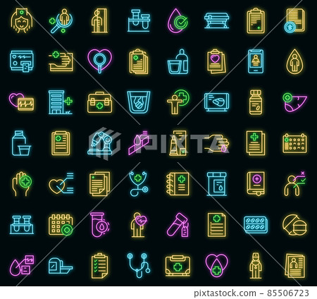 Medical examination icons set vector neon Medical examination icons set vector neon 85506723