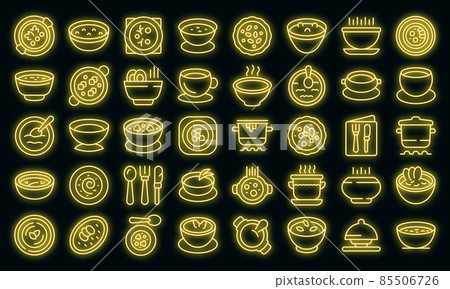 Cream soup icons set vector neon Cream soup icons set vector neon 85506726
