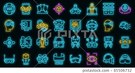 Vr platform icons set vector neon 85506732