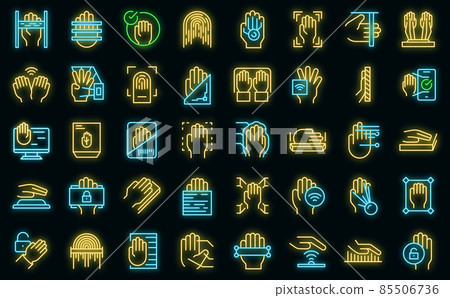 Palm scanning icons set vector neon 85506736